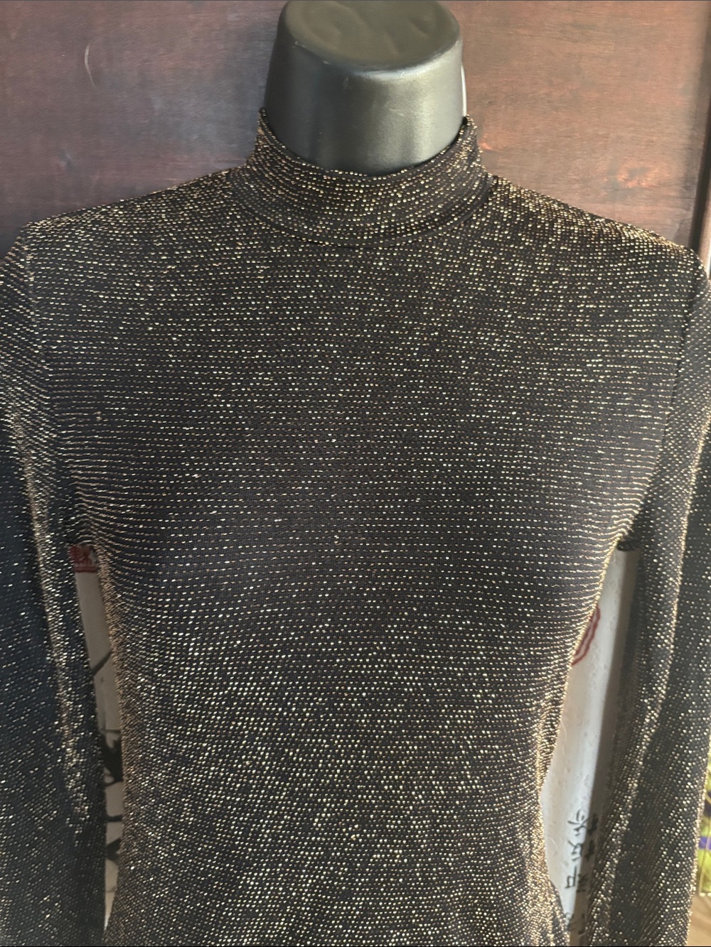Forever 21 Black Metallic Turtleneck bodysuit